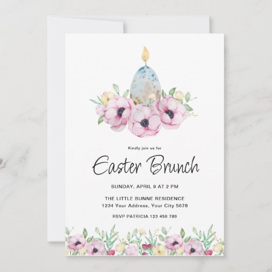 Bloemen Pasen Brunch Uitnodiging (Voorkant)