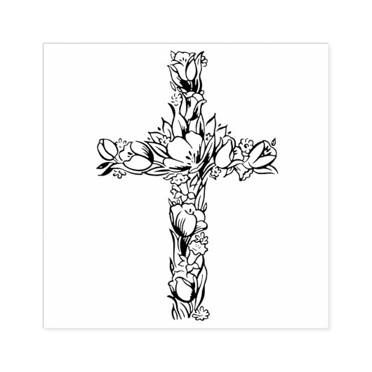 Bloemen Pasen Cross Rubber Stamp Rubberstempel (Afrduk)