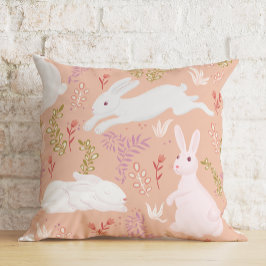 Bloemen Pasen Waterverf Bunny Kussen