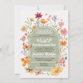 Bloemen Pasgeboren Baby Moslim Geboorteaankondigin Kaart (Voorkant)