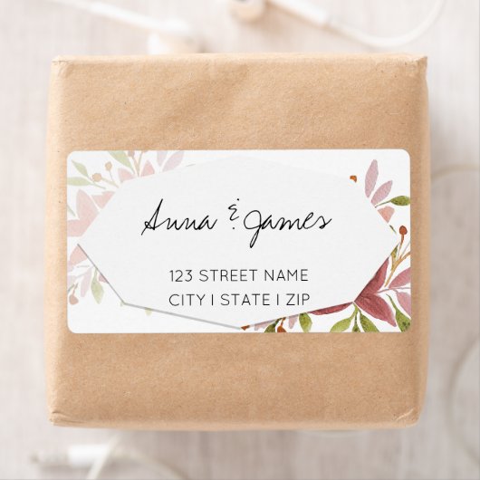 Bloemen pastel aardachtige tonen geometrische Wate Etiket (Insitu)