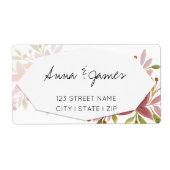 Bloemen pastel aardachtige tonen geometrische Wate Etiket (Voorkant)