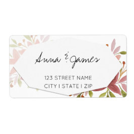 Bloemen pastel aardachtige tonen geometrische Wate Etiket