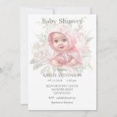 Bloemen pastel baby meisje douche uitnodiging (Voorkant)