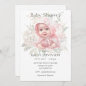 Bloemen pastel baby meisje douche uitnodiging (Voorkant / Achterkant)