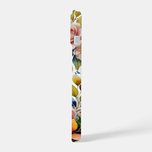 Bloemen pastel grafische kunst vector iPhone 15 case (Linkerkant)