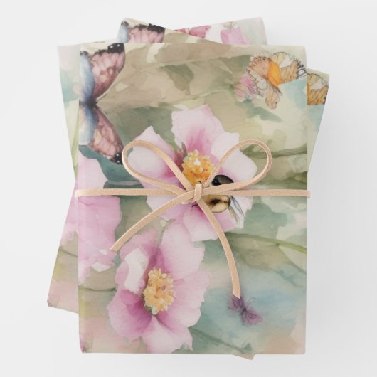 Bloemen pastel inpakpapier vel (In situ)