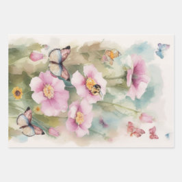 Bloemen pastel inpakpapier vel