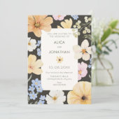 Bloemen pastel kleur bruiloft kaart (Staand voorkant)