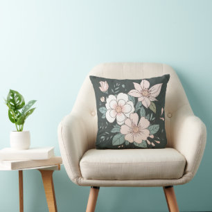 Bloemen pastel kleur Sierkussen groene achtergrond