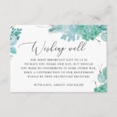 Bloemen pastel munt vetplanten bruiloft wensen goe informatiekaartje (Voorkant)