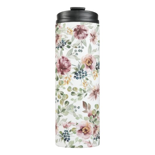 Bloemen pastel ontwerp thermische tumbler thermosbeker (Voorkant)