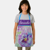 Bloemen Pastel Pansy Paarse Meisjes Schort (Insitu)