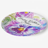  Bloemen Pastel Pansy Paarse Meisjes Verjaardag Papieren Bordje (Gekanteld)