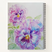 Bloemen Pastel Pansy Paarse Waterverf Notitieboek (Achterkant)