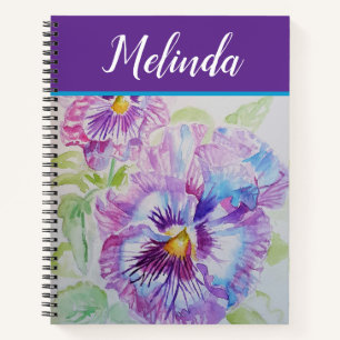  Bloemen Pastel Pansy Paarse Waterverf Notitieboek
