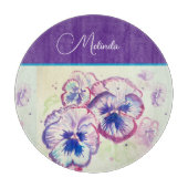 Bloemen Pastel Pansy Paarse Waterverf Snijplank (Voorkant)