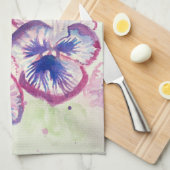  Bloemen Pastel Pansy Paarse Waterverf Theedoek (Quarter Fold)