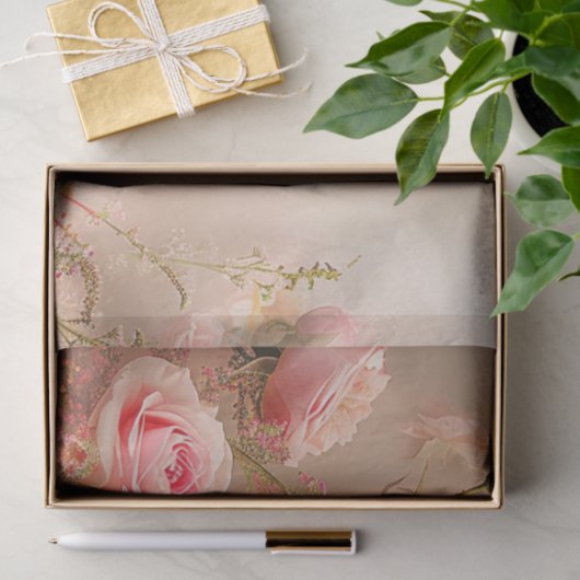  Bloemen Pastel Pinks & Witte Decoupage Tissuepapier (Geschenk)