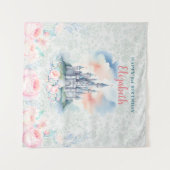 Bloemen Pastel Prinses Kasteel Achtergrond & Tapes Wandkleed (Voorkant (horizontaal))