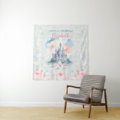 Bloemen Pastel Prinses Kasteel Achtergrond & Tapes Wandkleed (In situ)