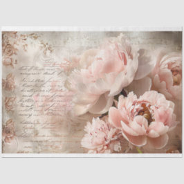 Bloemen  pastel roze pioenen Decoupage Tissuepapier