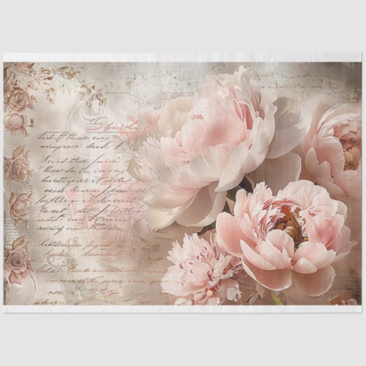Bloemen  pastel roze pioenen Decoupage Tissuepapier (Voorkant)