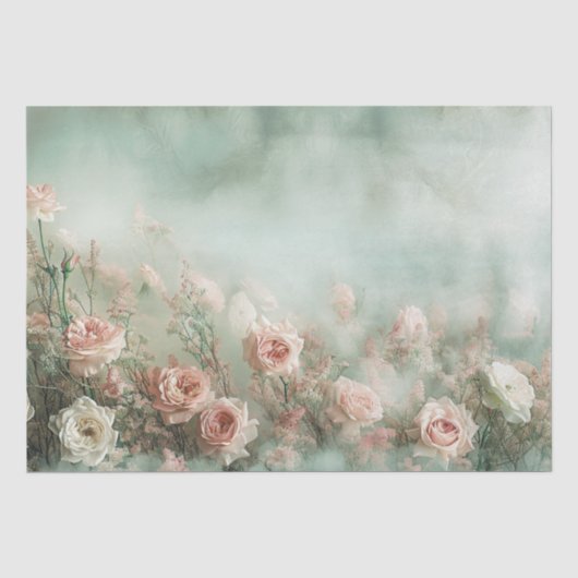 Bloemen Pastel Rozen Pioenrozen Decoupage Tissuepapier (Voorkant)