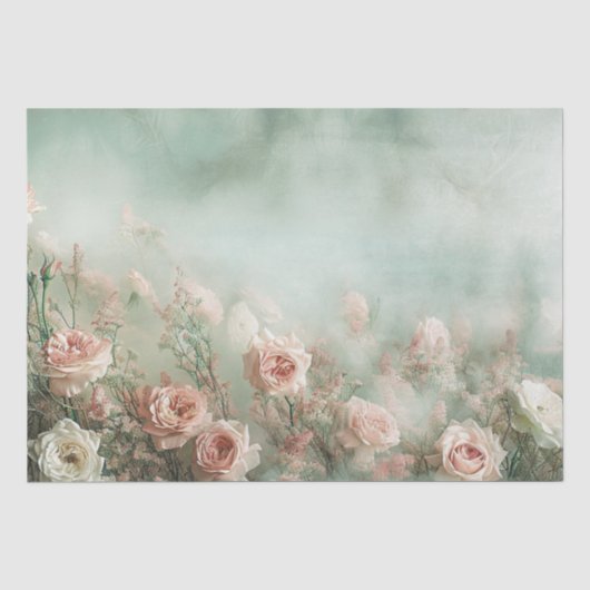 Bloemen Pastel Rozen Pioenrozen Decoupage Tissuepapier (Voorkant)