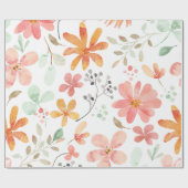 Bloemen pastel rust cadeaupapier (Vlak)