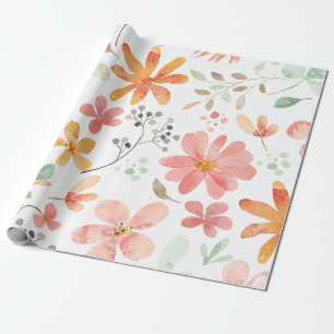 Bloemen pastel rust cadeaupapier