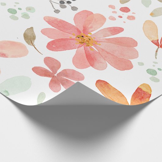 Bloemen pastel rust cadeaupapier (Hoek)