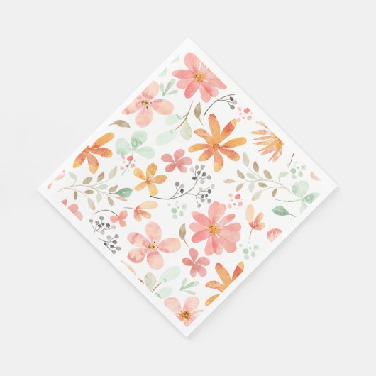 Bloemen pastel rust servet (Hoek)