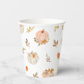Bloemen pastel sinaasappel herfst kleine pompoen v papieren bekers (Voorkant)
