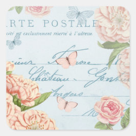 Bloemen pastel sticker in blauw & roze w / bloemen