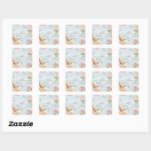 Bloemen pastel sticker in blauw & roze w / bloemen (Vel)