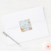Bloemen pastel sticker in blauw & roze w / bloemen (Envelop)