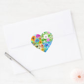 Bloemen Patchwork Art Waterverf Flowers Hart Sticker (Envelop)
