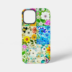 Bloemen Patchwork Art Waterverf Flowers iPhone 12 Mini Hoesje