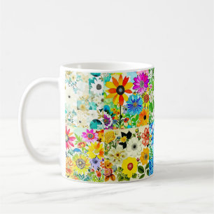 Bloemen Patchwork Art Waterverf Flowers Koffiemok