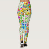 Bloemen Patchwork Art Waterverf Flowers Leggings (Achterkant)