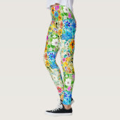 Bloemen Patchwork Art Waterverf Flowers Leggings (Links)