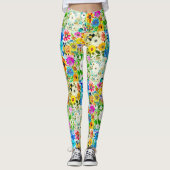 Bloemen Patchwork Art Waterverf Flowers Leggings (Voorkant)