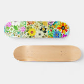 Bloemen Patchwork Art Waterverf Flowers Persoonlijk Skateboard (Horizontaal)