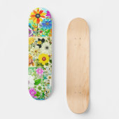 Bloemen Patchwork Art Waterverf Flowers Persoonlijk Skateboard (Voorkant)