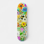 Bloemen Patchwork Art Waterverf Flowers Persoonlijk Skateboard (Voorkant)