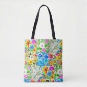 Bloemen Patchwork Art Waterverf Flowers Tote Bag (Voorkant)