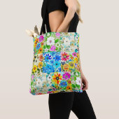 Bloemen Patchwork Art Waterverf Flowers Tote Bag (Dichtbij)