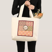 Bloemen Patchwork Checkerboard Grote Tote Bag (Voorkant (product))
