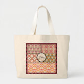  Bloemen Patchwork Checkerboard Grote Tote Bag (Voorkant)